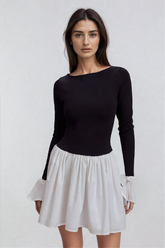 Adamma Deconstruct Fırfırlı Bodycon Mini Elbise Siyah